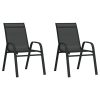 Cadeiras de jardim empilháveis 2 pcs textilene preto