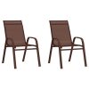 Cadeiras de jardim empilháveis 2 pcs textilene castanho