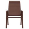 Cadeiras de jardim empilháveis 2 pcs textilene castanho - Image 2