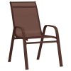 Cadeiras de jardim empilháveis 2 pcs textilene castanho - Image 3
