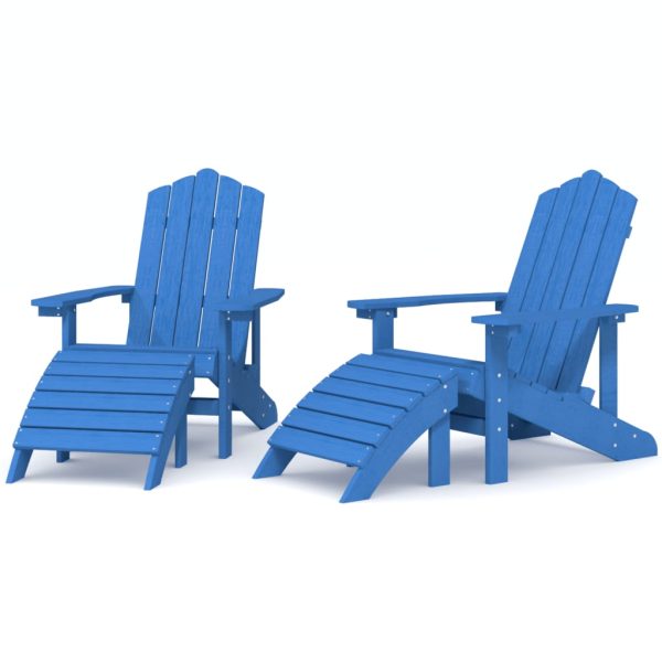 Cadeiras jardim Adirondack c/ apoio de pés 2 pcs PEAD ciano - Image 2
