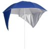 Guarda-sol de praia com paredes laterais 215 cm azul