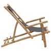 Cadeira de terraço de bambu e lona cinzento-escuro - Image 3