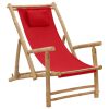 Cadeira de terraço de bambu e lona vermelho