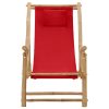 Cadeira de terraço de bambu e lona vermelho - Image 2