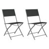 Cadeiras de exterior dobráveis 2 pcs aço e textilene preto - Image 2