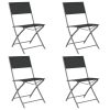 Cadeiras de exterior dobráveis 4 pcs aço e textilene preto - Image 2