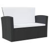 8 pcs conjunto lounge de jardim c/ almofadões vime PE preto - Image 3