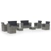 8 pcs conjunto lounge de jardim c/ almofadões vime PE cinzento - Image 2
