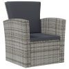 8 pcs conjunto lounge de jardim c/ almofadões vime PE cinzento - Image 3