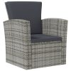 16 pcs conjunto lounge de jardim c/ almofadões vime PE cinzento - Image 3
