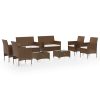 8 pcs conjunto lounge jardim c/ almofadões vime PE castanho - Image 2