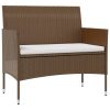 8 pcs conjunto lounge jardim c/ almofadões vime PE castanho - Image 3