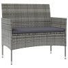 8 pcs conjunto lounge de jardim c/ almofadões vime PE cinzento - Image 3