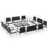 16 pcs conjunto lounge de jardim c/ almofadões vime PE preto - Image 2