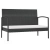 16 pcs conjunto lounge de jardim c/ almofadões vime PE preto - Image 3