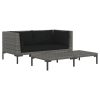 3 pcs conj. lounge jardim vime PE semicircular cinzento-escuro - Image 2
