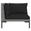 3 pcs conj. lounge jardim vime PE semicircular cinzento-escuro - Image 6