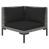 3 pcs conj. lounge jardim vime PE semicircular cinzento-escuro - Image 7