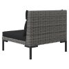 3 pcs conj. lounge jardim vime PE semicircular cinzento-escuro - Image 9