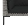 3 pcs conj. lounge jardim vime PE semicircular cinzento-escuro - Image 10
