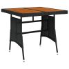 Mesa de jardim 70x70x72 cm vime PE e acácia maciça preto - Image 2