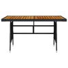 Mesa de jardim 130x70x72 cm vime PE e acácia maciça preto - Image 2
