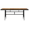 Mesa de jardim 160x70x72 cm vime PE e acácia maciça preto - Image 2
