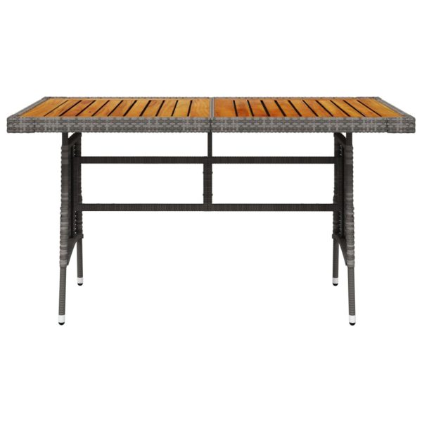Mesa de jardim 130x70x72 cm vime PE e acácia maciça cinzento - Image 2