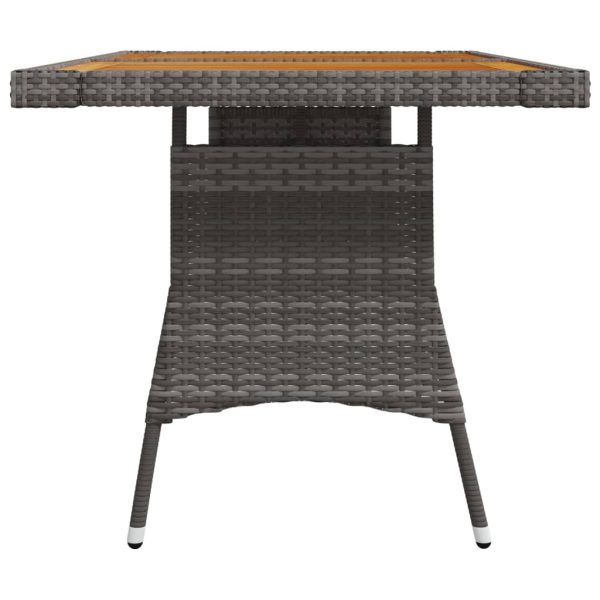 Mesa de jardim 130x70x72 cm vime PE e acácia maciça cinzento - Image 3