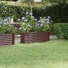 Vaso/floreira de jardim aço revestido a pó 114x40x36cm castanho