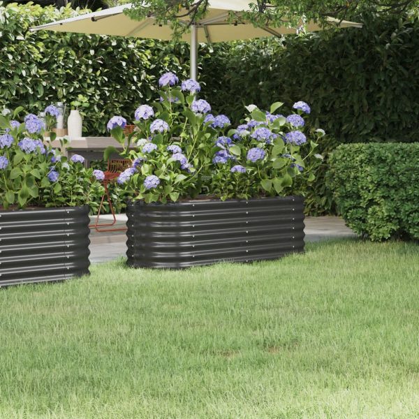Vaso/floreira jardim aço revestido a pó 114x40x36 cm antracite
