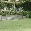 Vaso/floreira de jardim aço revestido a pó 152x40x36cm prateado