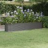 Vaso/floreira de jardim aço revestido a pó 224x40x36 cm cinza