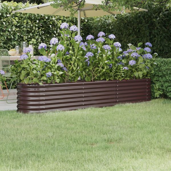 Vaso/floreira de jardim aço revestido a pó 224x40x36cm castanho