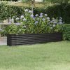 Vaso/floreira jardim aço revestido a pó 224x40x36 cm antracite