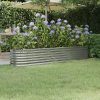Vaso/floreira de jardim aço revestido a pó 224x40x36cm prateado