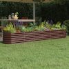 Vaso/floreira de jardim aço revestido a pó 260x40x36cm castanho