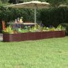 Vaso/floreira de jardim aço revestido a pó 332x40x36cm castanho