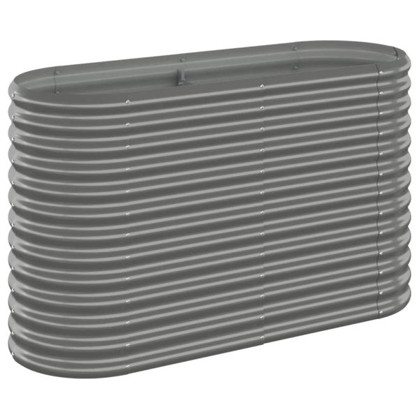 Vaso/floreira de jardim aço revestido a pó 114x40x68 cm cinza - Image 2