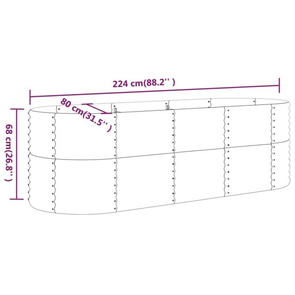 Vaso/floreira de jardim aço revestido a pó 224x80x68 cm verde - Image 6