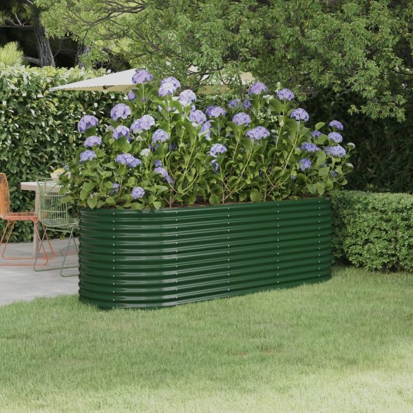 Vaso/floreira de jardim aço revestido a pó 224x80x68 cm verde