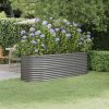 Vaso/floreira de jardim aço revestido a pó 224x80x68 cm cinza