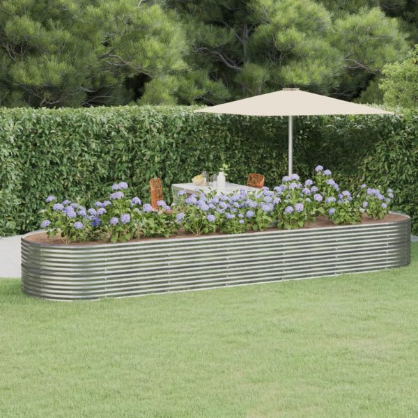 Vaso/floreira jardim aço revestido a pó 510x140x68 cm prateado