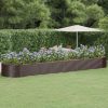 Vaso/floreira jardim aço revestido a pó 584x140x68 cm castanho
