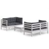 5 pcs conj. lounge de jardim com almofadões antracite pinho - Image 2