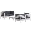 5 pcs conj. lounge de jardim com almofadões antracite pinho - Image 3