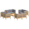 9 pcs conjunto lounge de jardim c/ almofadões cinzentos pinho - Image 3