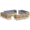 13 pcs conjunto lounge de jardim c/ almofadões cinzentos pinho - Image 2