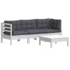 4 pcs conjunto lounge de jardim c/ almofadões pinho antracite - Image 3